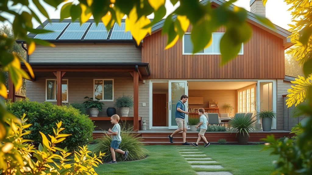modern home innovations eco-friendly home solar panels green roof rainwater system