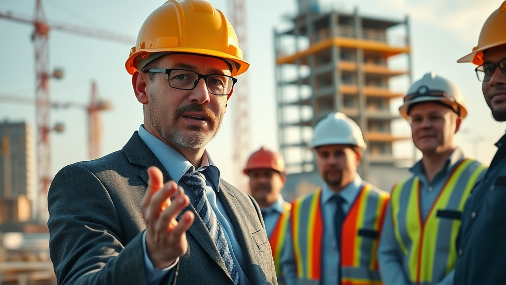 Construction manager leading integrated real estate construction team onsite